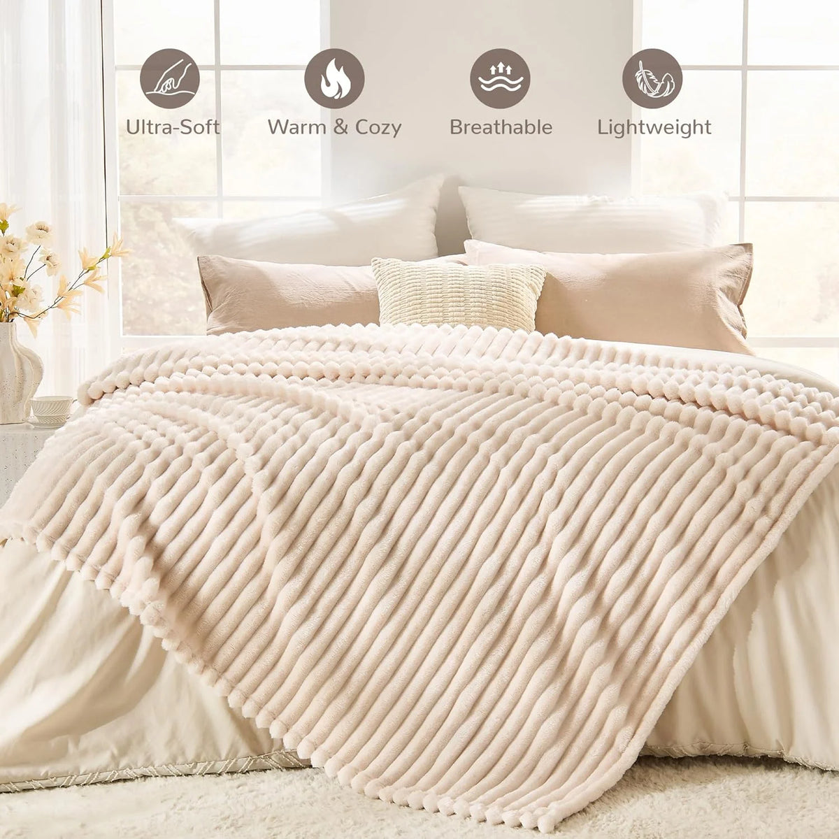 Cozy Striped Faux Fur Blanket