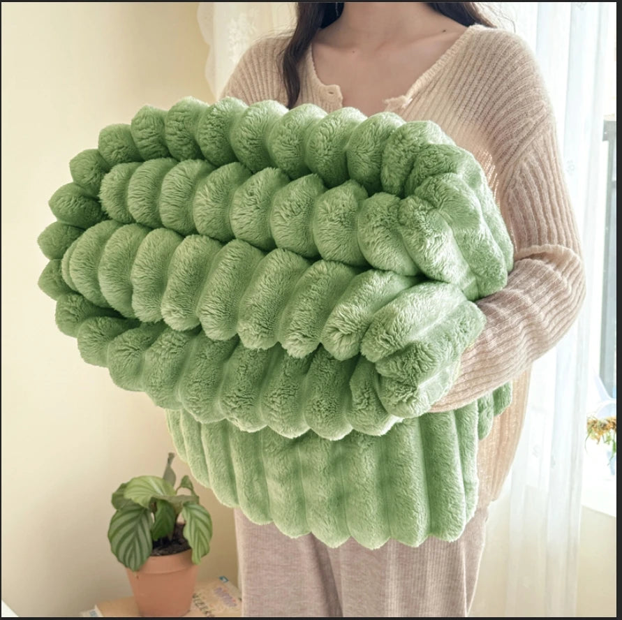 Cozy Striped Faux Fur Blanket