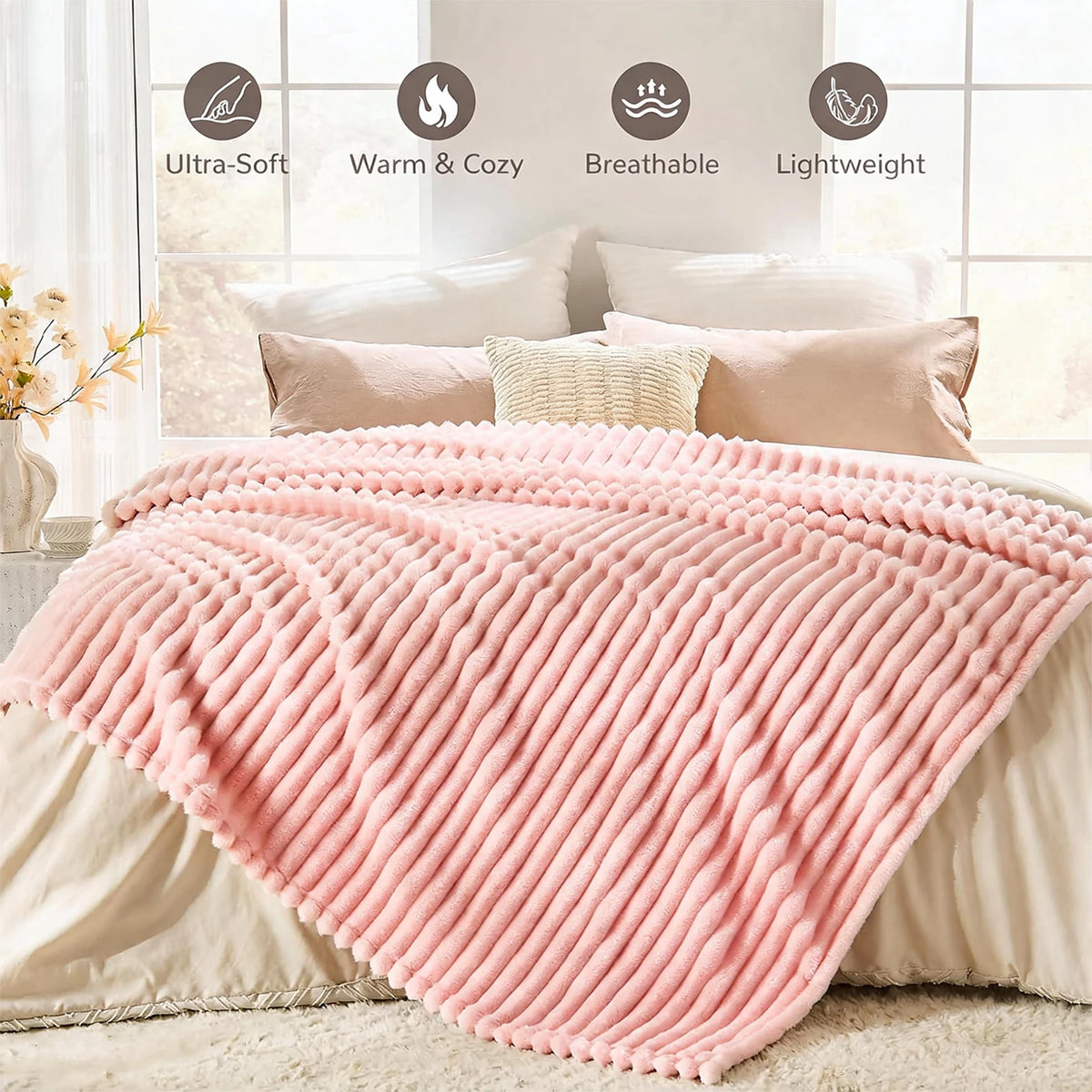 Cozy Striped Faux Fur Blanket