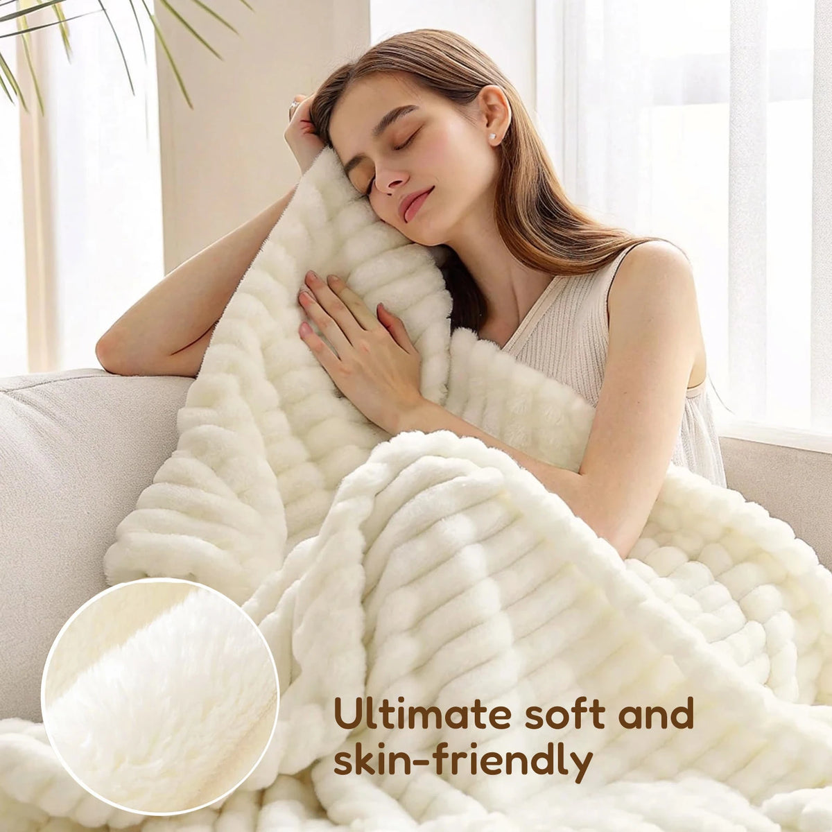 Cozy Striped Faux Fur Blanket
