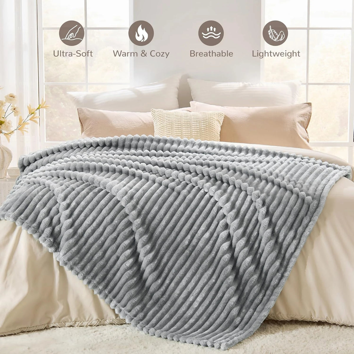 Cozy Striped Faux Fur Blanket